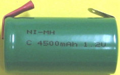 Ｃ型ニッケル水素充電池タブ端子付き