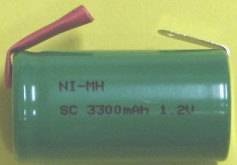 ＳＣ型ニッケル水素充電池タブ端子付き