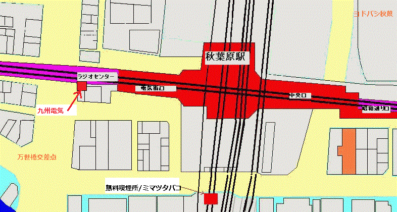 無料喫煙所の案内地図