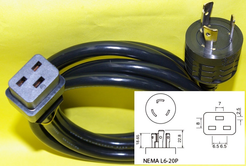 ＮＥＭＡ規格Ｌ６－２０Ｐ付き電源コード